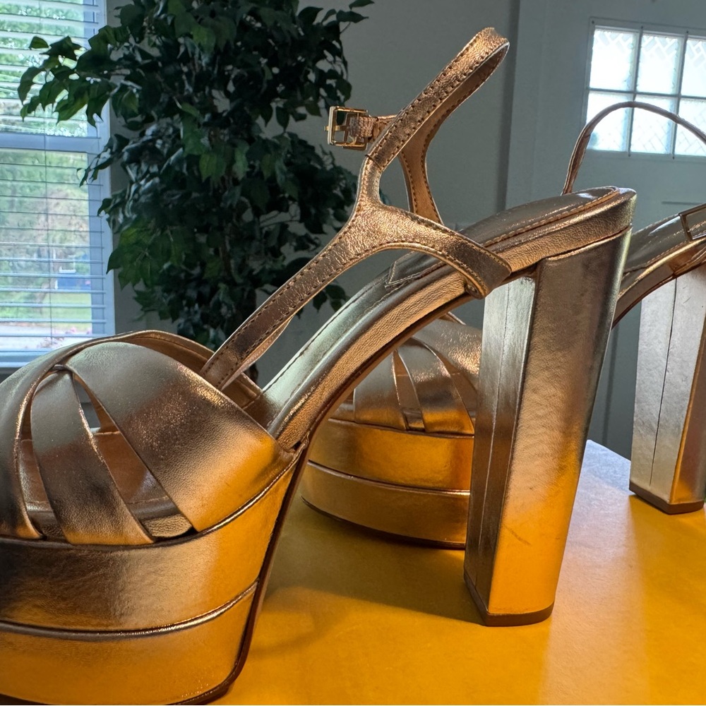 Gold Platform Strappy Heels